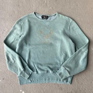 RRL Ralph Lauren Mens Sage Green Winged Logo Graphic Crewneck Sweatshirt Size M